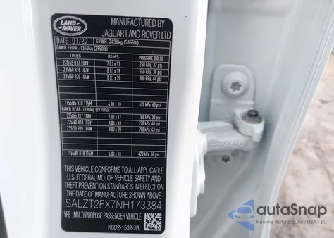 2022 Land Rover Range Rover Evoque R-Dynamic S from USA, damaged, VIN SALZT2FX7NH173384